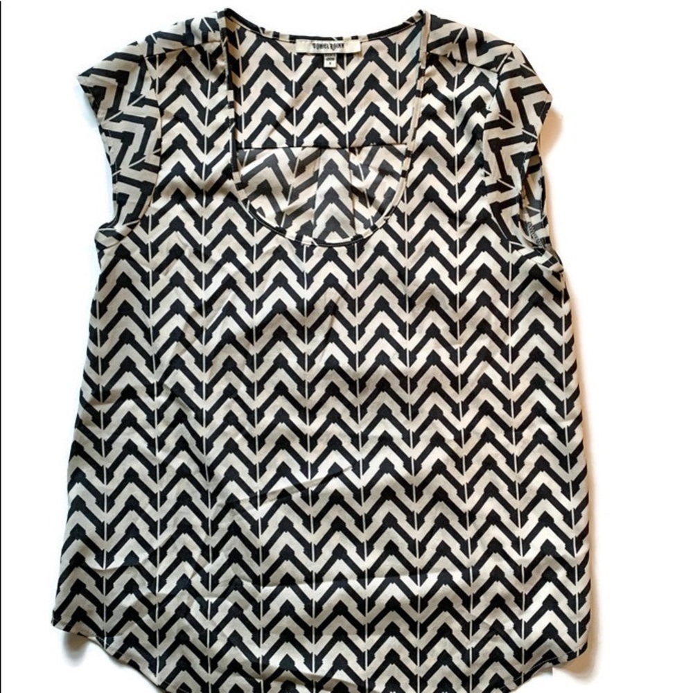 Navy Blue and Cream Chevron Sleeveless Top